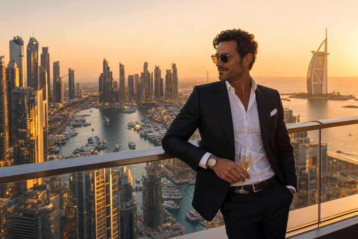 Italian investor on Dubai luxury apartment terrace 2026