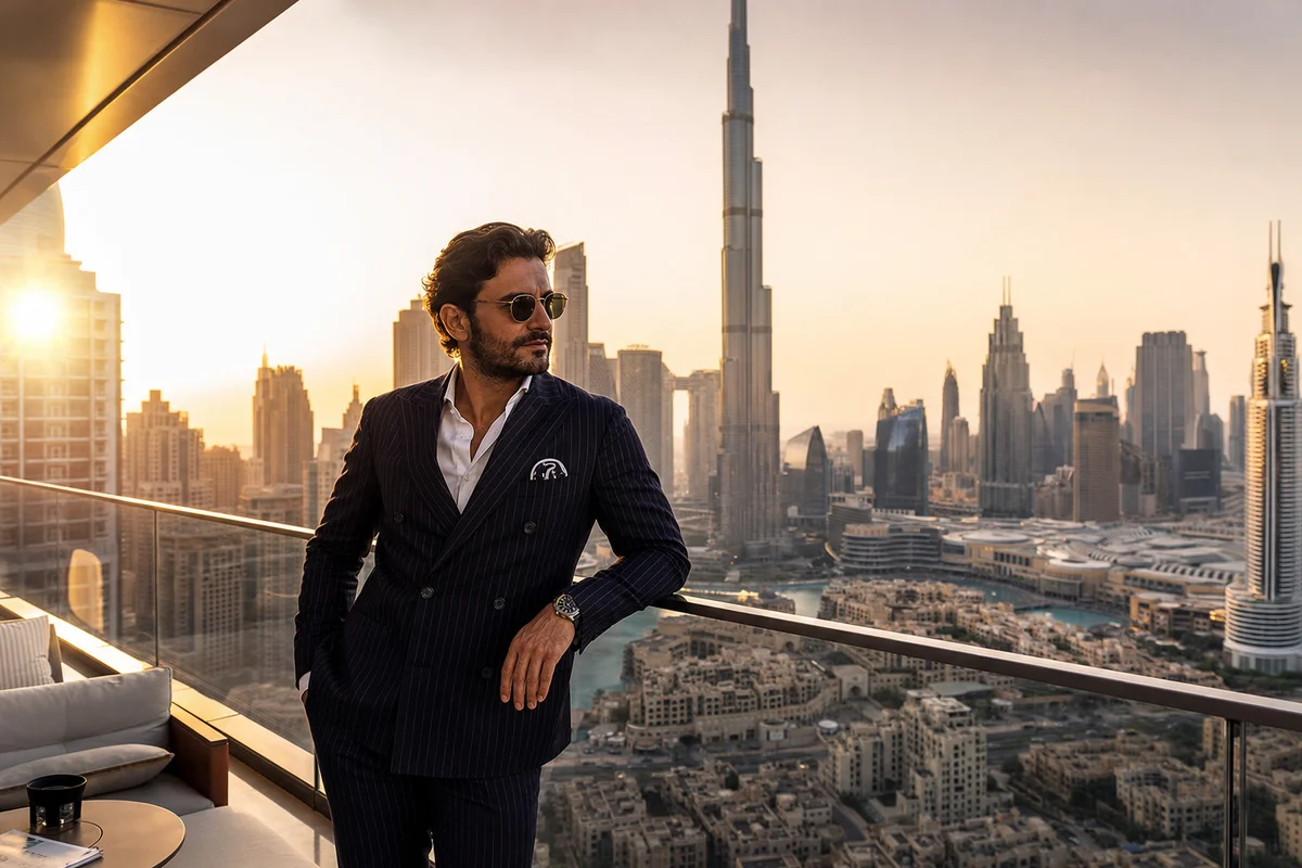 Investitore italiano terrazza Dubai skyline 2026