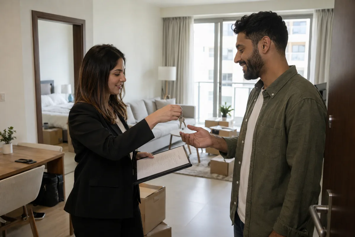 Consegna delle chiavi a un nuovo inquilino in un appartamento di Dubai