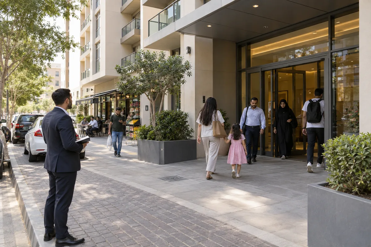 Domanda reale di residenti presso un edificio residenziale di Dubai