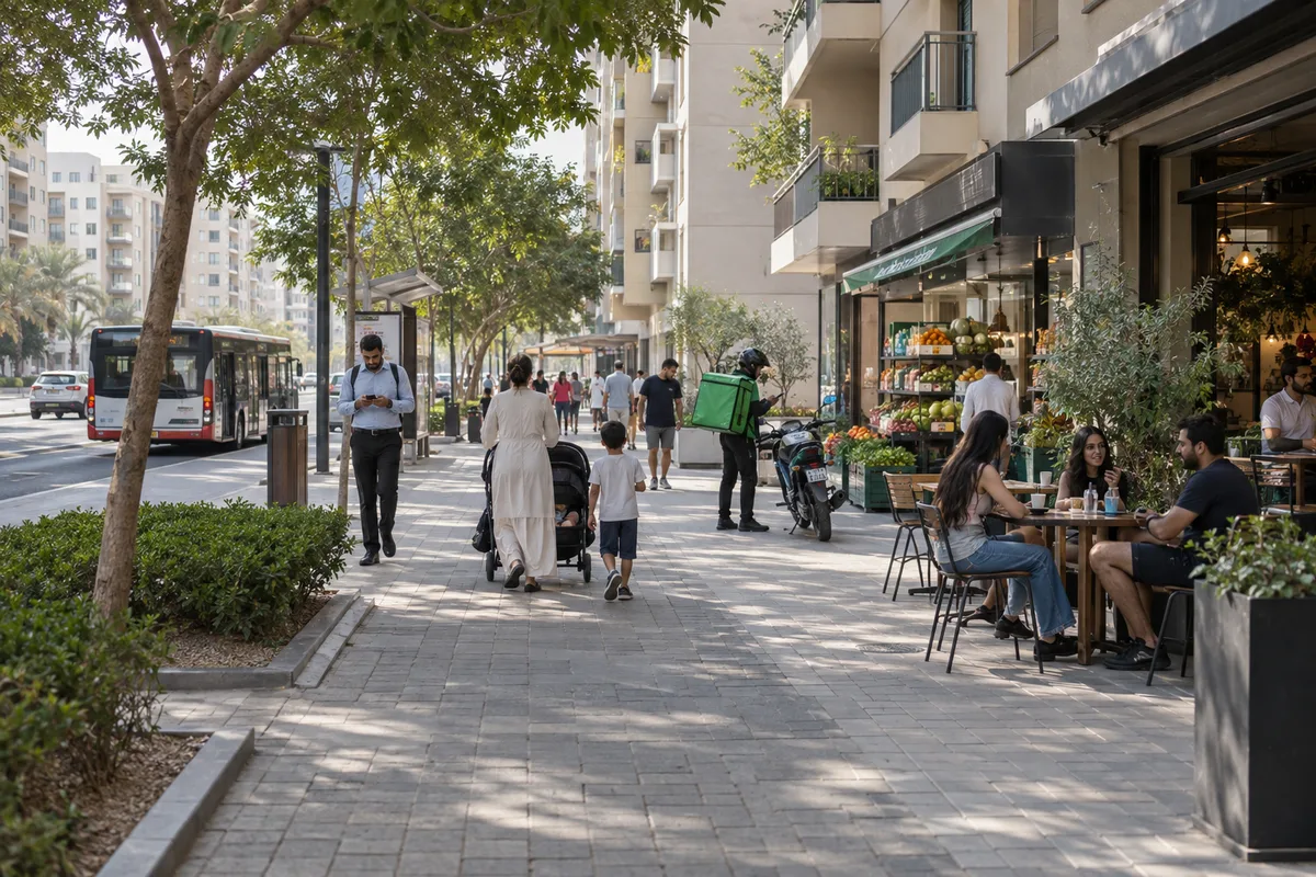 Vita quotidiana e servizi in un quartiere residenziale di Dubai