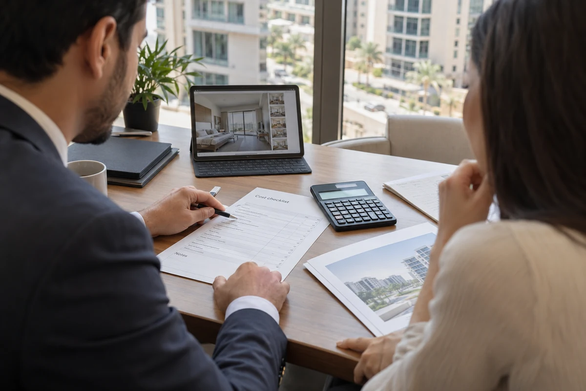 Acquirenti calcolano la DLD fee e i costi di acquisto a Dubai