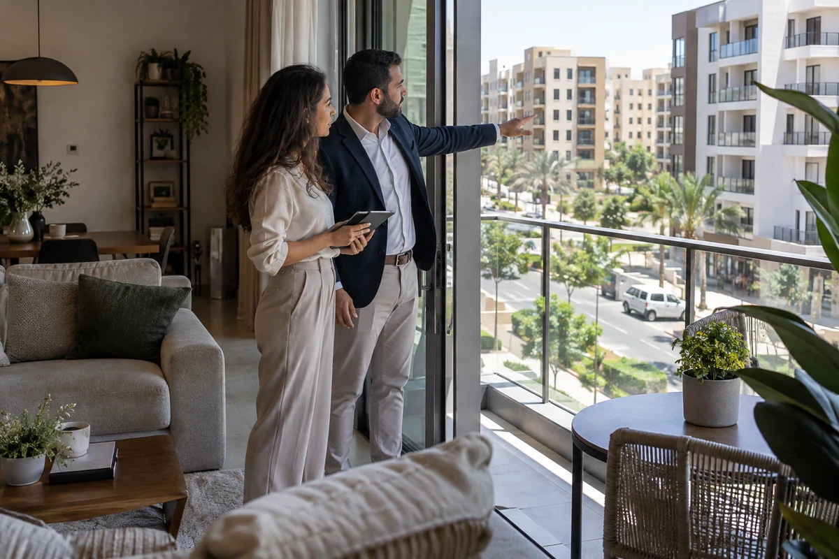 Acquirente visita un appartamento freehold o leasehold a Dubai