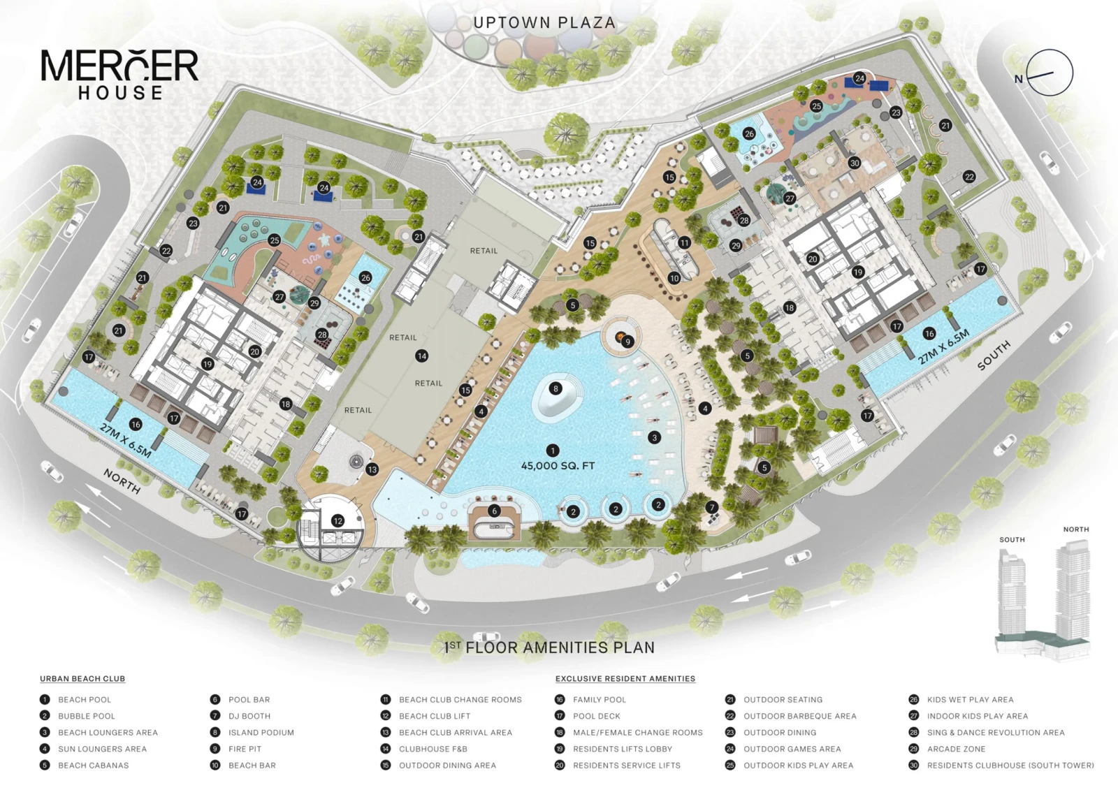 mercer house amenities plan north tower 1 5