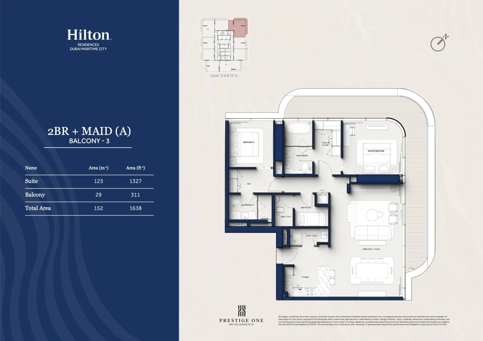 Unit Plan   Hilton Residences Dubai Maritime City 27